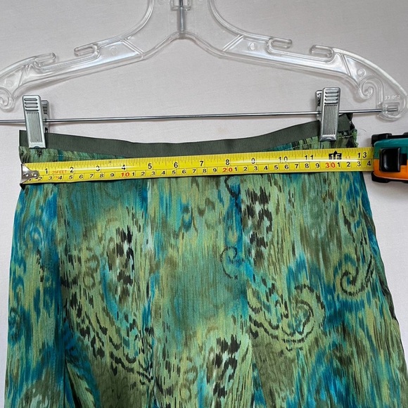 sheer turquoise blue green patterned midi skirt - Picture 3 of 7